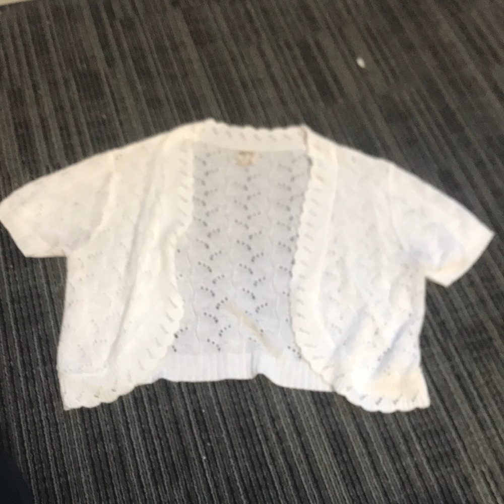 White short sleeve cardigan